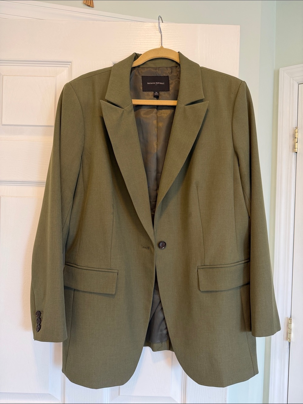 Banana Republic Olive Single-Button Blazer